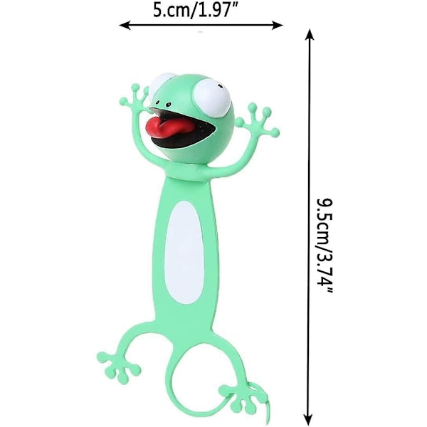 Ihastuttavat kirjanmerkit, hauskat 3D-piirretty eläin kirjanmerkit opiskelijoille toimistotarvikkeille, Gecko