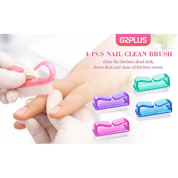 4-pack nagelborstar, plastborste för handnaglar