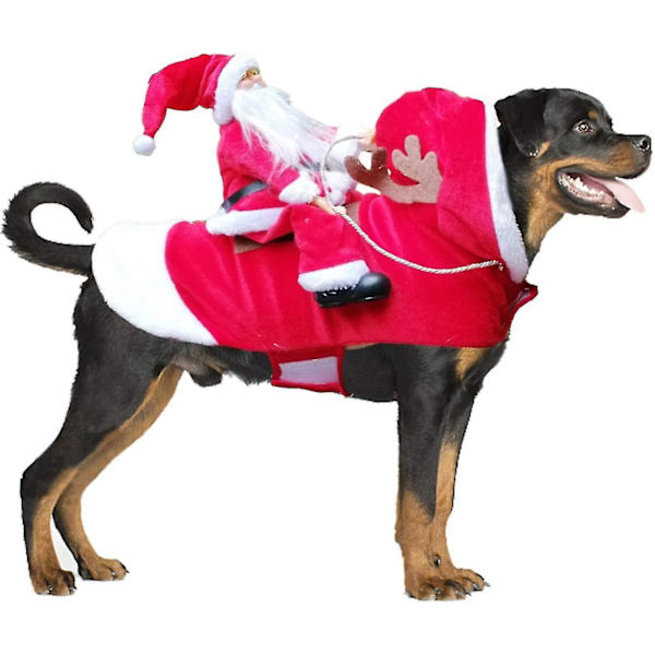 Jultomte Hundkostym 2023 Jul Kläder för Husdjur Jultomte Ridande Husdjurskostymer Festkläder för Hundar Katter