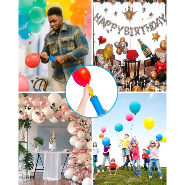 Ballongpumpe, håndholdt ballongpumpe, manuell ballongpumpe, oppblåsbar ballongpumpe, for bryllupsballonger, bursdagsfestdekorasjoner, blågul bryllup