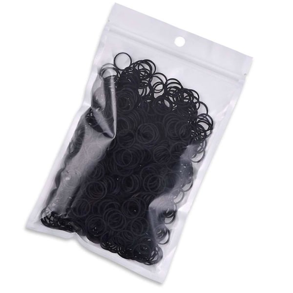 Mini gummibånd Svarte myke elastiske bånd for barnehår, flettehår, bryllupsfrisyre og mer (pakke med 1000)