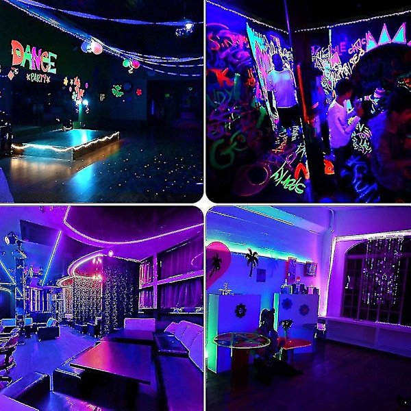 10m UV-ljusremsa Svart ljus med fjärrkontroll 395nm 600 LED 12v/3a Flexibla svartljusarmaturer för Halloweenfest Kroppsmålning Sovrumsdekoration Bla