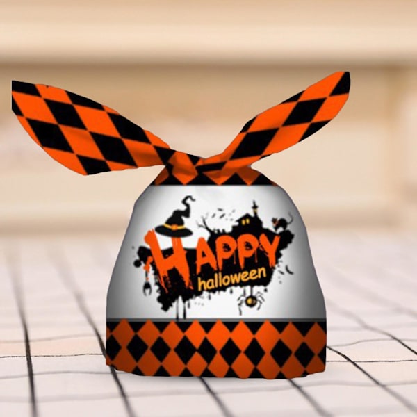 50 st Halloween Godispåsar Kaninöron Dekorera Lättvikts Återanvändbara Förpackningsväskor för Halloween（D）