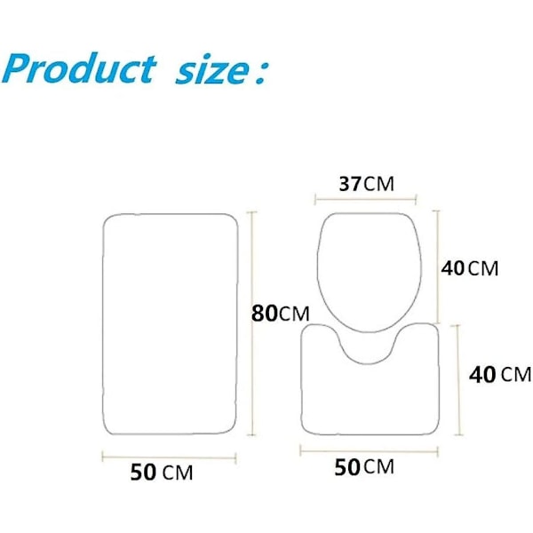 3-delad badrumsmatta set mjuk mörkgrå toalettlock kontur duschlock mörkgrå
