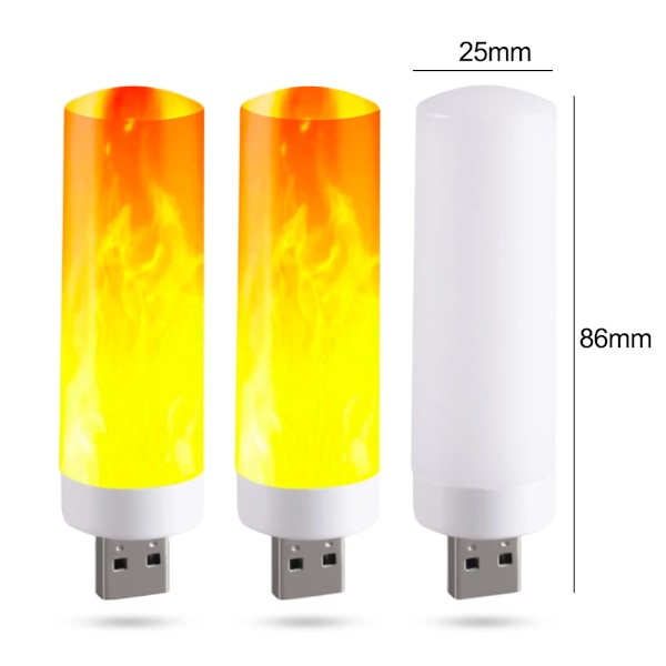 3 stk. USB-stemningslys LED-flimrende flammelys Boglys Mobil strøm Camping