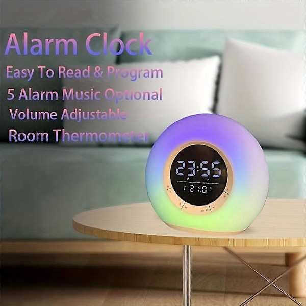 Bluetooth-högtalare Klocka LED Väckarklocka med RGB Ljud och Atmosfärsbelysning