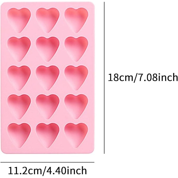 Sydänjääpalakaukalo, Silikonijääpalamuotti, Helppokäyttöinen ja Joustava 15-Jääpalakaukalo, Käyttöön Keittiössä, Suklaalle, Makeisille, Vaaleanpunainen