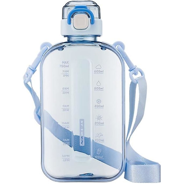 Sport Vattenflaska 750ml, Läckagesäker Drickflaska, Gym Vattenflaska, Vattenflaska med Hälsosamt Material för Resor Picknick Camping Vandring, Blå
