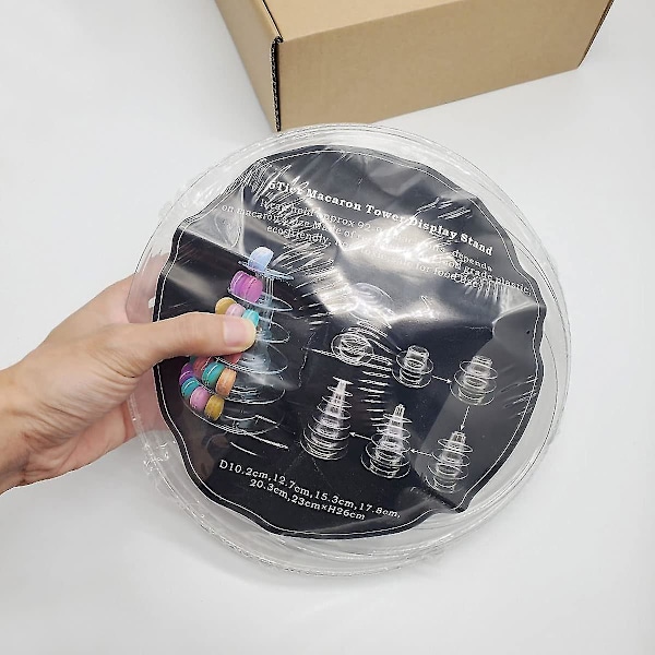 Rund Makronstårn 6 Trins Transparent Kage Stativ Plastik Makron Display Stativ Til Bryllup Fødselsdagsfest Dessert