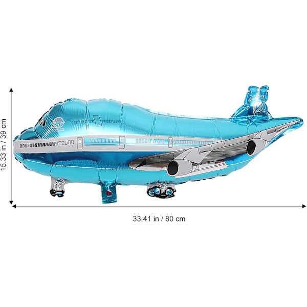 2-pack Flygplansballonger i folie för barns födelsedag, juldekoration (blå)