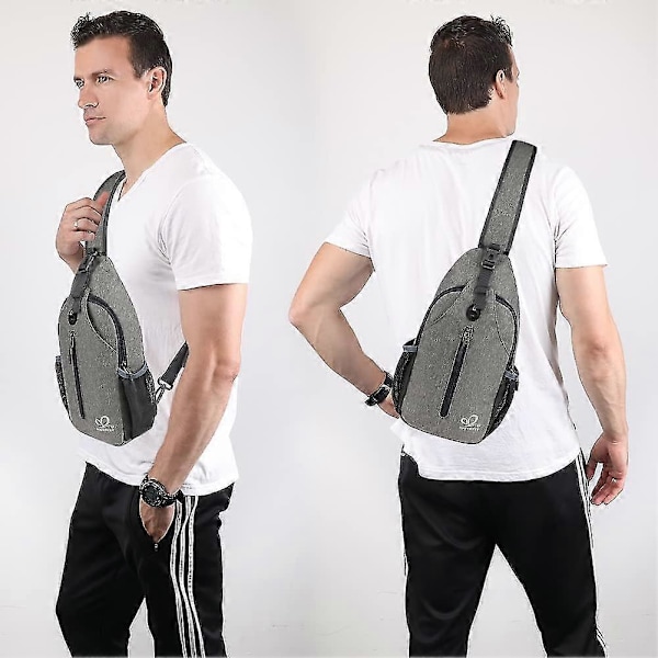 Crossbody Sling Ryggsäck Sling Väska Rese Vandring Bröstväska, Ljusgrå