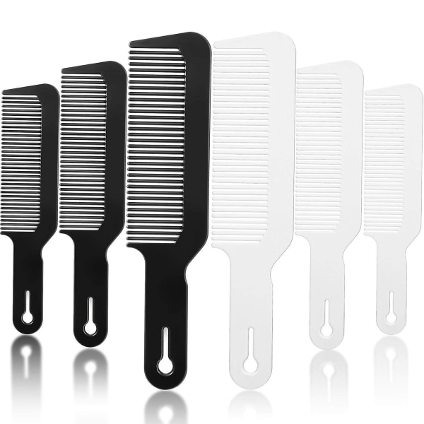 6 stykker Clipper Combs, Flat Top Combs Barber for Clipper-cuts og Flattops (svart, hvit)