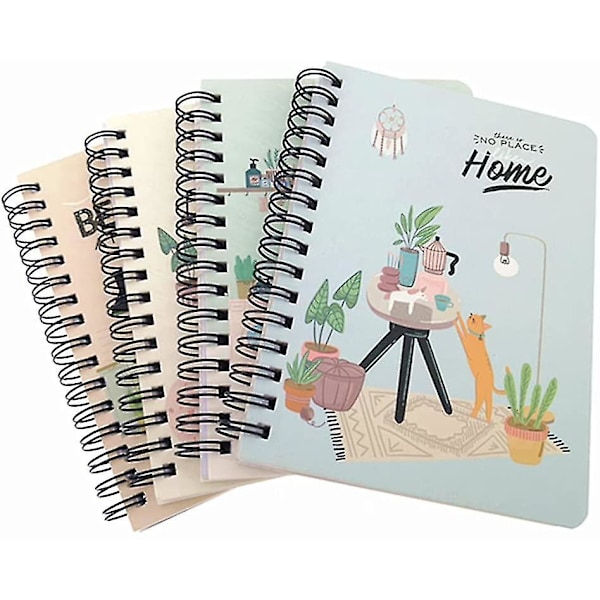 Spiral Notebook Journal, Wirebound Ruled Sketch Book Notepad Diary Memo Planner, A6 Storlek & 80 Ark (Hemtema)