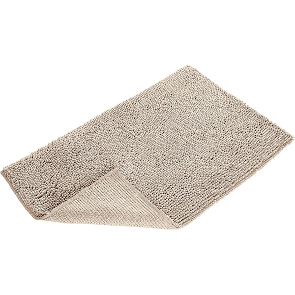Halkskyddad badrumsmatta i mikrofiber med hög lugg 40 x 60 m Beige