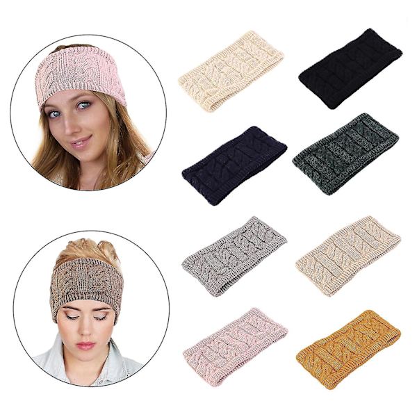 Hodebånd for kvinner, vinter, flettet kabelstrikk, tykk plysjforing, ørevarmer, dobbelt lag, ensfarget, heklet hodeplagg, stretch bandana turban