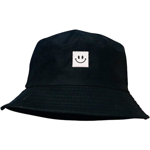 Bucket Hat Cotton Unisex Kokoontaitettava kalastushattu retkeilyyn retkeilykalastukseen 56-58cm, musta
