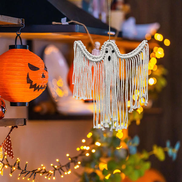 Halloween-vävnad Ornament Bomullsrep Handvävd Spöke Hängande Vävnad Väggdekoration Semesterfest Scenlayout Halloween