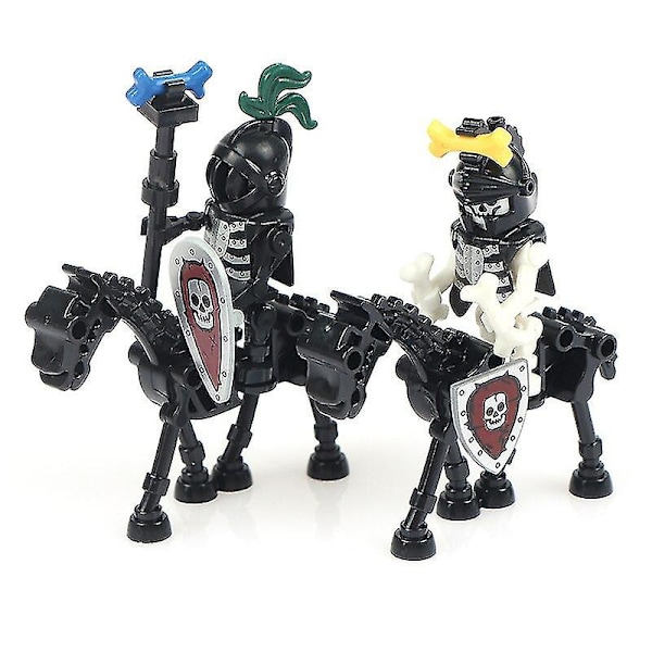 8 st Medieval Skelett Riddare Byggklossar Odöda Soldat Häst Actionfigur Leksaker för Barn