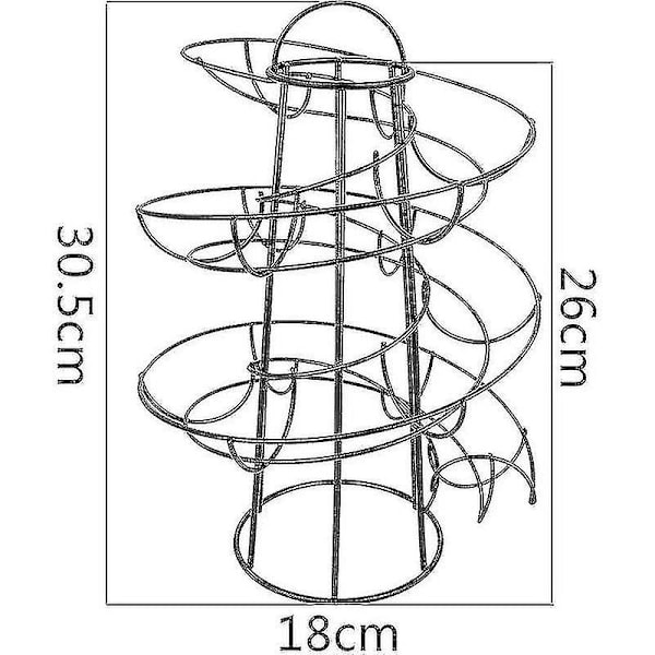 Metall jern spiral eggstativ egg kjøkken displaystativ - 24 egg dispenser (svart)