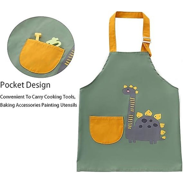 Dinosaur Kids Apron, Kids Apron med lommer og 2 ermer, Kids Painting Apron, Boy Girl Kids Cooking Apron for Cooking Painting Crafting Gardening (6-9 år)