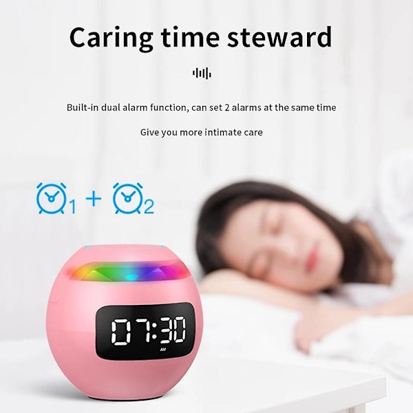 Mini Väckarklocka Bluetooth Högtalare Trådlös Ljudbox med Induktionshuvud LED-Display Hifi TF-Kort