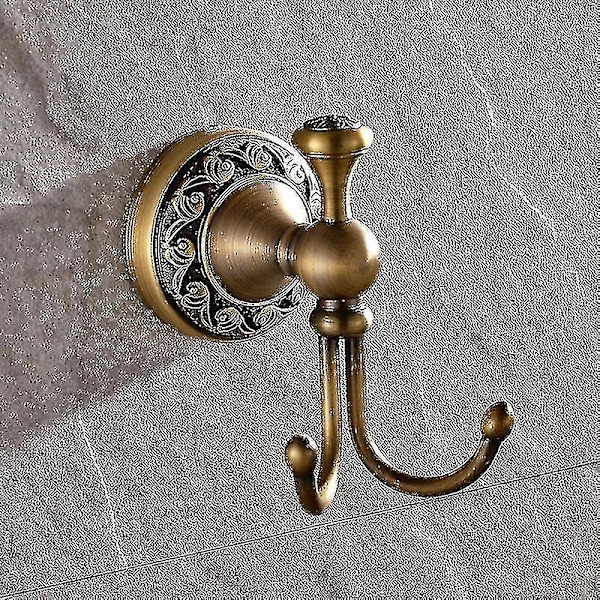 Robe Hook Retro Mässing Badkrok 2 Krokar Badrumstillbehör Set Pappersrullehållare Antik Mässing Finish Väggmonterad Guldvåg