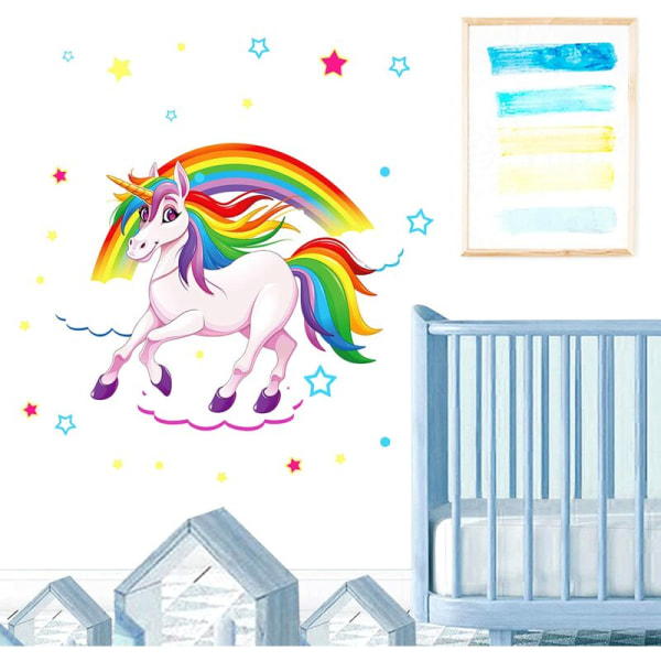 Unicorn väggklistermärken för barnrumsdekoration (lila)