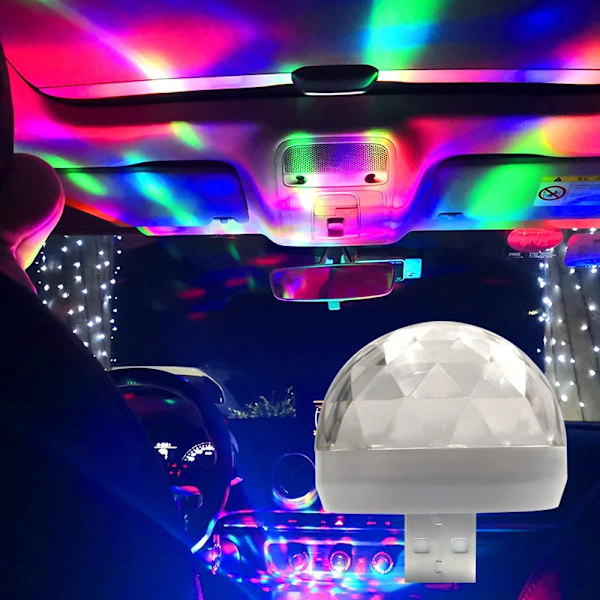 2 stk. Bil USB Atmosfærelys DJ RGB Mini Fargerik Musikk Audio Led Apple USB-grensesnitt Ferie