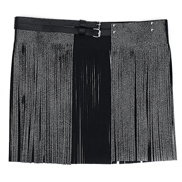 Modebredt Bælte til Kvinder PU Læder Spænde Bælte med Tassel Frynser Bælte til Punk Jeans Skørt Bukser Kostume (SORT)