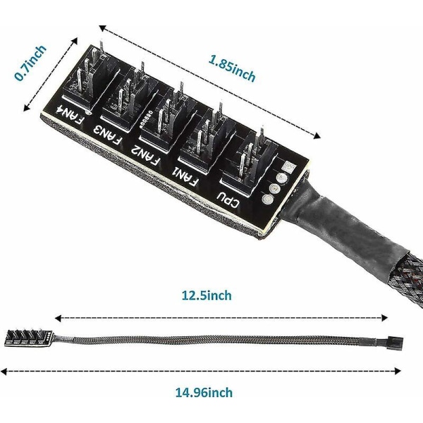 4-pin PWM viftehub, 5-port viftehub, 4-pin kontakt for PC viftehub, 4-pin PWM viftesplitterkabel, egnet for PC viftekabel