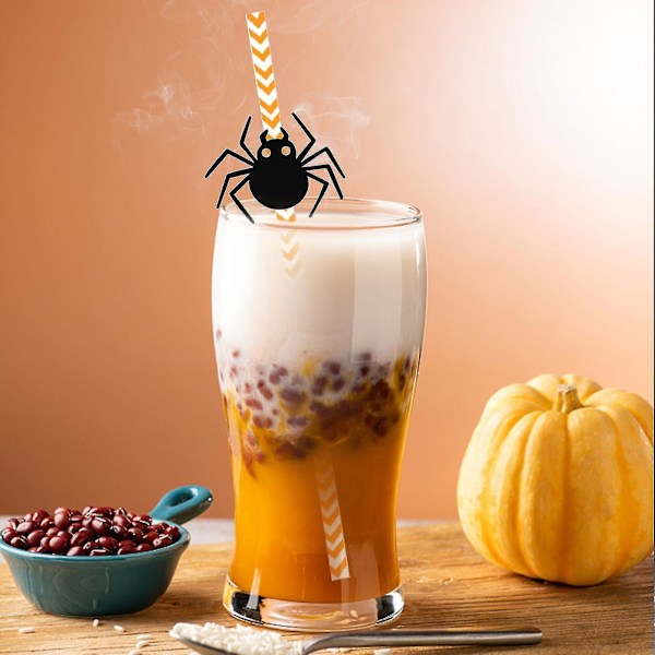 24 st Halloween Spindel Pumpa Dekorativa Sugrör (B)