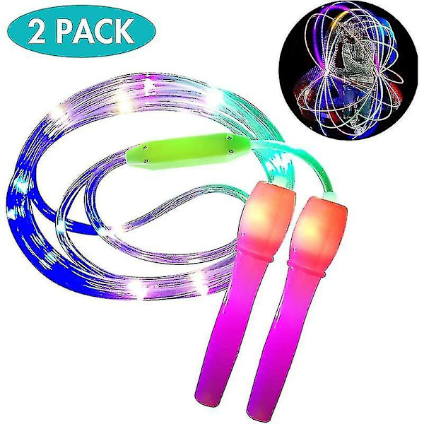 Sett med 2 LED-hopptau, justerbar lengde og tre lysmoduser Hopptau for barn, lysshow, fitness