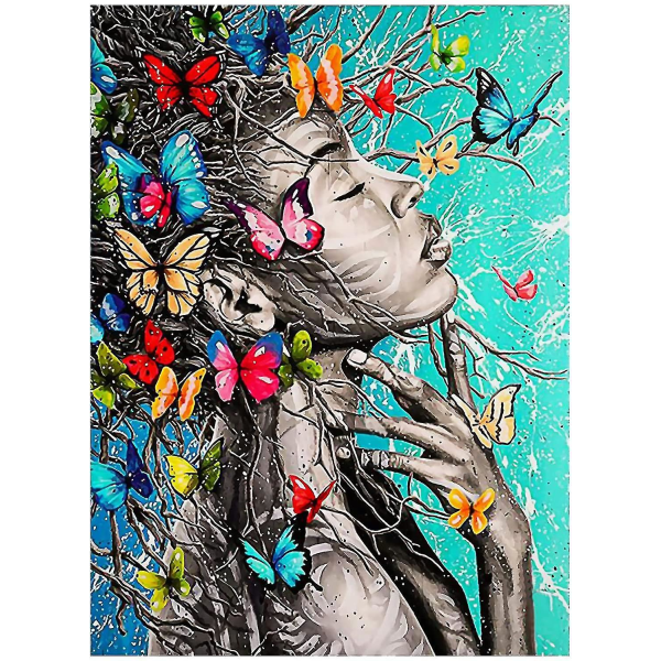 5d Diamond painting Butterfly Girl Rund Diamant Full Mosaik Hantverk Presentkonstsamling Gör-det-själv Heminredningsmålning, 35x45cm