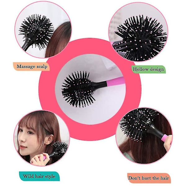 Krulborste, 3d sfärisk kam hårsborste sfärisk kam bomb curl hårsborste styling salong rund hår krulverktyg