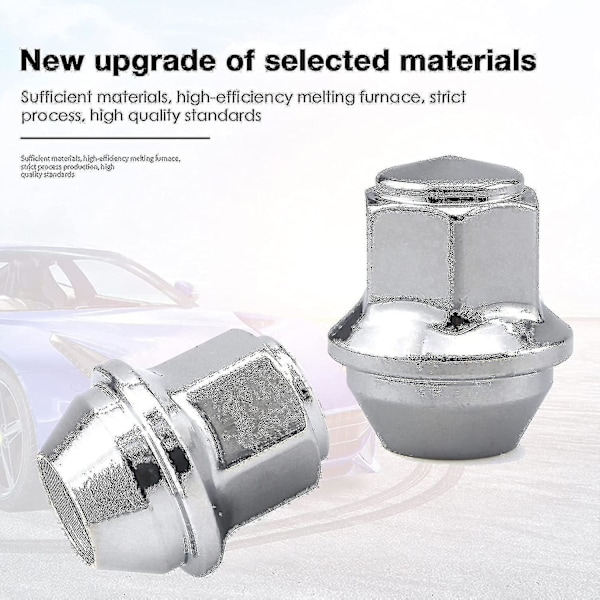 Lättmetallfälgsmuttrar. M12 X 1.5, Konisk, 19mm Hex Ersättning för Ford Lättmetallfälgar (silver)