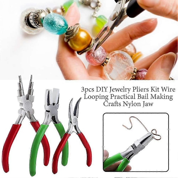 3-pack smyckestänger, praktiskt reparationskit för smyckeshalsband, DIY-verktyg, vinklade tandlösa tänger