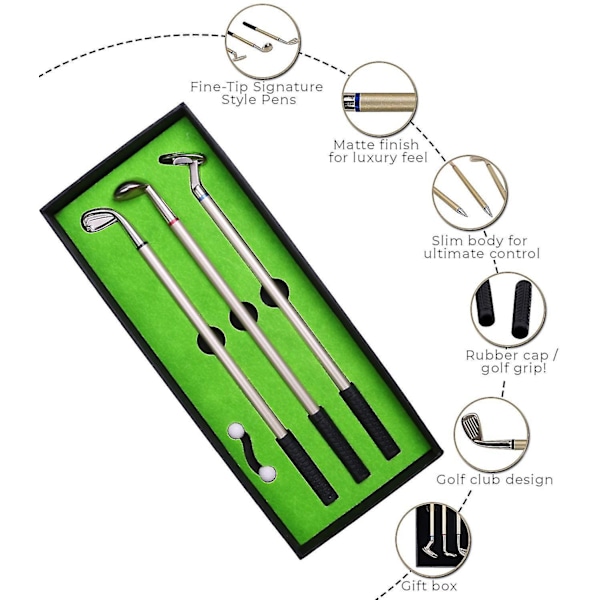 Golfpennsett Gave Cool Kontor Gadgets Skrivebordstilbehør For Menn Sjef Far Golfere Han Kollegaer - Mini Golfkøllepenner Unike Kontorspill Nyhet Bord