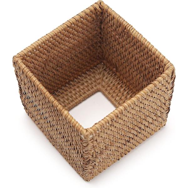 Rattan Vävnadslåda Naturlig Vävd Ansiktsvävnads Hållare Kvadrat (naturlig, 5,5x5,5x5,9 tum)