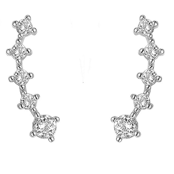 Dww-Boheme S925 Diamant Øreringe Kvinder Temperament Øreringe Krog Vinger Friske Øreringe Lang Kolonne Krybende Øreringe Manschet Klatring Øreringe