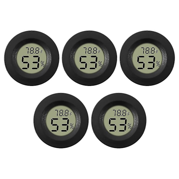 5-pack Digital Hygrometer Termometer LCD-skärm Luftfuktighetsmätare för Luftfuktare Avfuktare