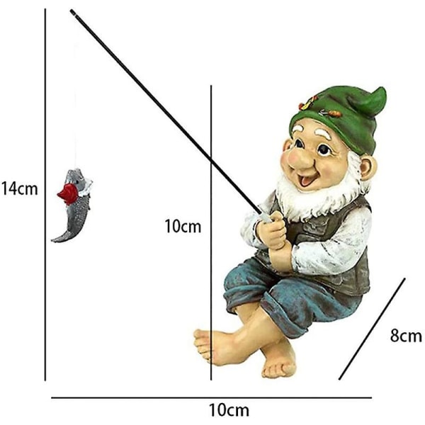 1pc trädgårdstomte staty, harts fiskare dvärg staty - gräsmatta trädgårdstomte