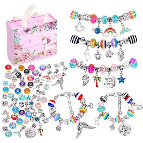 Jewellery Making Bracelet Making Kits With Coloured Bead Silver Plated Snake Chain