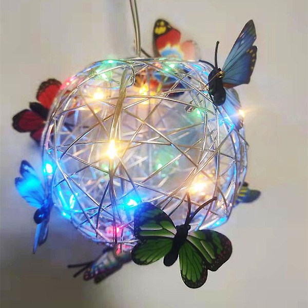 11,5*11,5*13 cm trädgårdslampa, vattentät hängande fjärilsboll lykta, utomhus trädgårdsdekoration färgglada älvljus