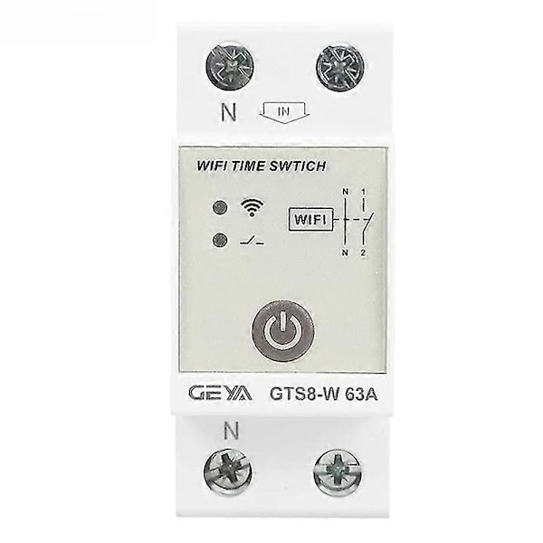 Gts8-w 2p Smart Wifi Timer Strömbrytare Din-skena Smart Hem Trådlös Fjärrkontroll Strömbrytare Inbyggd Tuya App Ac