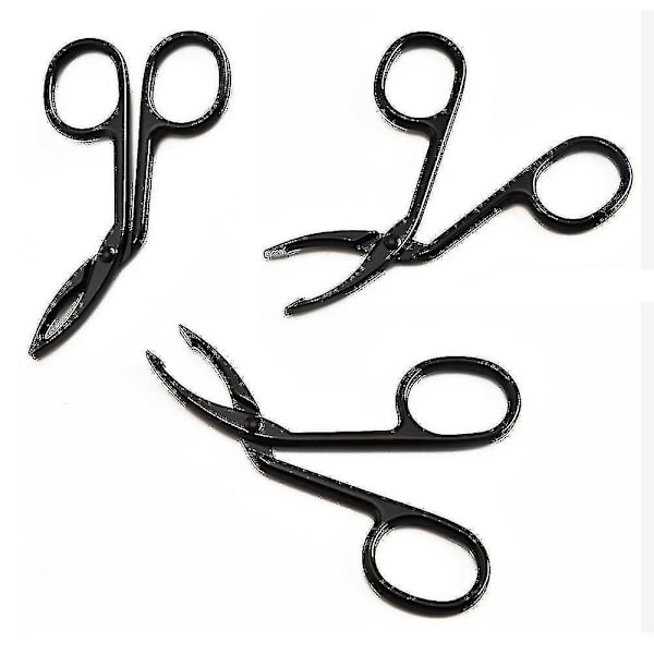 Rostfria armbågsformade ögonbrynspincetter, saxpincetter, raka spetsiga professionella ögonbrynsplockningsverktyg för smink