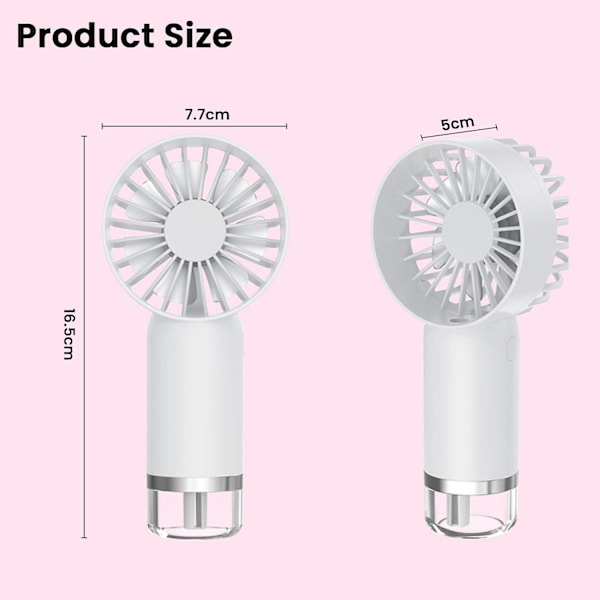 Handhållen dimfläkt - 3 hastigheter Bärbar dimfläkt - USB batteridriven resefläkt - Tysta personliga skrivbordsfläktar för barn