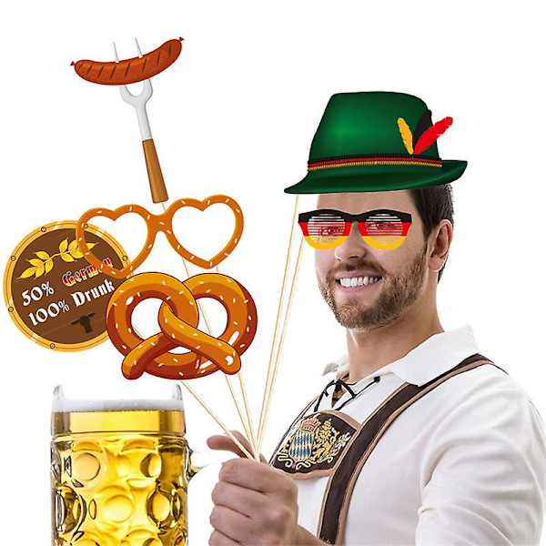 21 Stykke Oktoberfest Party Dekorationer Bavarisk Ølfestival Papirbriller Sjove Fotoboks Rekvisitter Briller Til Tysk Tema Oktoberfest