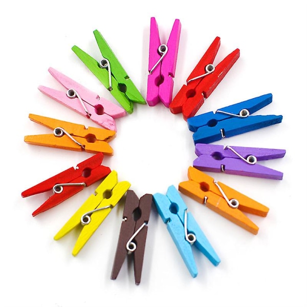 20 stk Farverige tøjnåle Tøjnåle Træ - Små Mini Tøjklemmer Til Fotos Billeder Håndværk Farve Luk Pin Træ Tøj Chip Clip Dekorativ