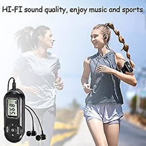 Personlig FM Walkman Radio, Mini Digital Tuning Bærbar Radio Med hodetelefoner LCD-skjerm, Lommeradio For Walking Jogging