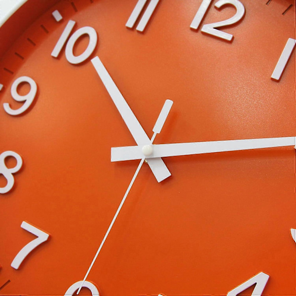 Væg Ur 12 Tommer Støjsvag Ikke Tikkende Ur til Stue Soveværelse Køkken Kontor (Orange),Orange
